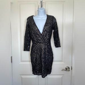 Warehouse Black Sequin Dress